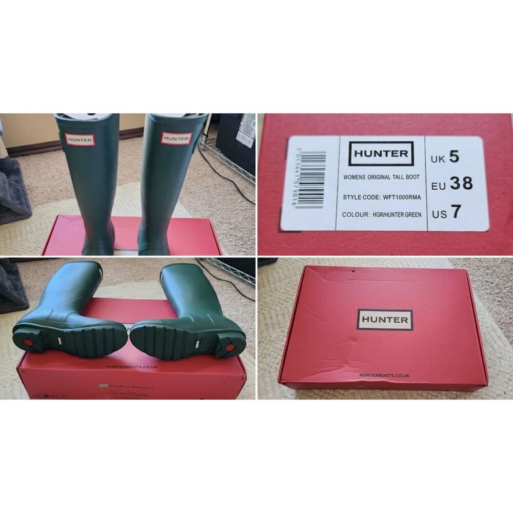 New Hunter Original Tall Waterproof Rain Boots Forest Green Size US 7 / EU 38
